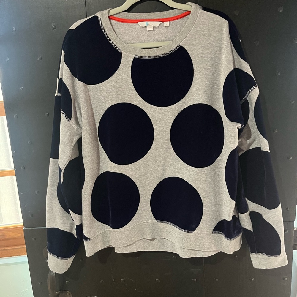 Gray and Navy Polka Dot Sweatshirt